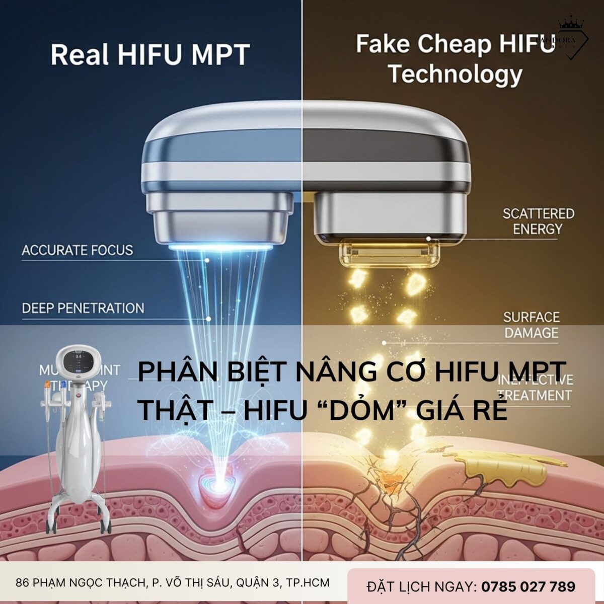 Phân biệt nâng cơ HIFU MPT thật – HIFU “dỏm” giá rẻ: Cảnh giác để không tiền mất, da hư!