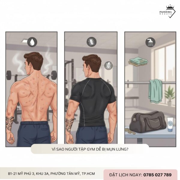 Điều trị mụn lưng cho người tập gym: Hiểu đúng – Làm đúng để sạch mụn, mịn da chỉn chu