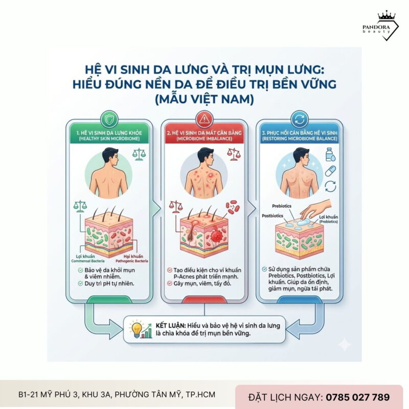 Hệ vi sinh da lưng và trị mụn lưng: Hiểu đúng nền da để điều trị bền vững