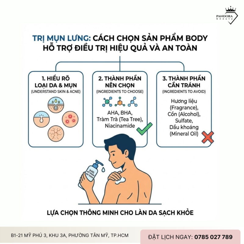 Trị mụn lưng: Cách chọn sản phẩm body hỗ trợ điều trị hiệu quả và an toàn