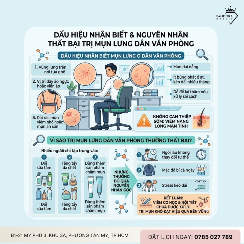 Trị mụn lưng dân văn phòng thế nào khi nguyên nhân đến từ môi trường làm việc?