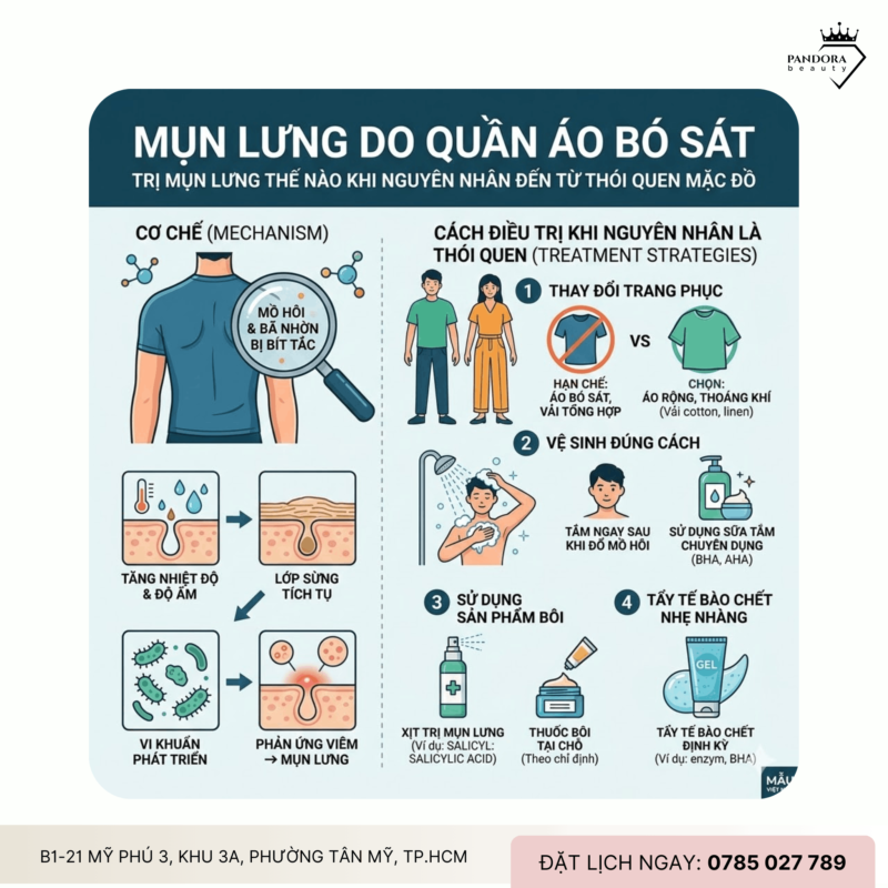 Mụn lưng do quần áo bó sát: Trị mụn lưng thế nào khi nguyên nhân đến từ thói quen mặc đồ?