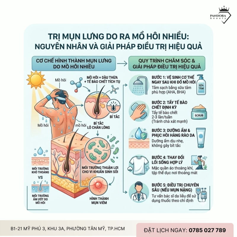 Trị mụn lưng do ra mồ hôi nhiều: Nguyên nhân và giải pháp điều trị hiệu quả