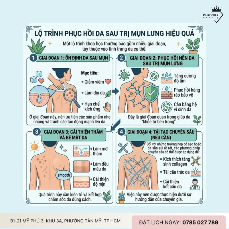 Trị mụn lưng & phục hồi da sau mụn: Lộ trình tái tạo nền da khỏe mạnh, mịn màng