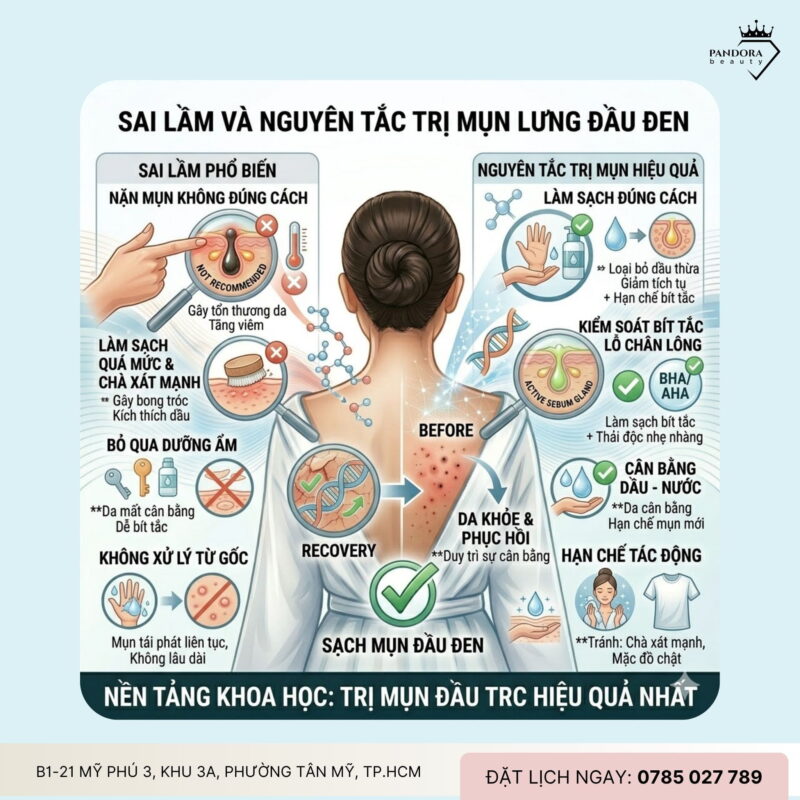 Trị mụn lưng đầu đen: Hiểu đúng cơ chế – xử lý đúng cách để da sạch mịn bền vững