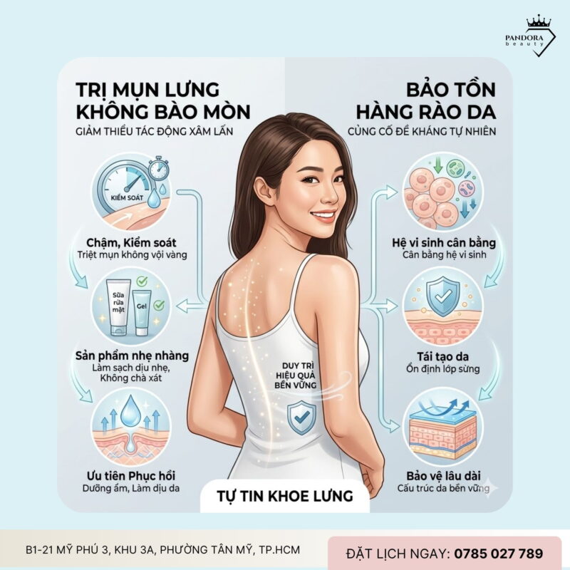 Trị mụn lưng không bào mòn: Giải pháp bảo tồn hàng rào da cho hiệu quả bền vững