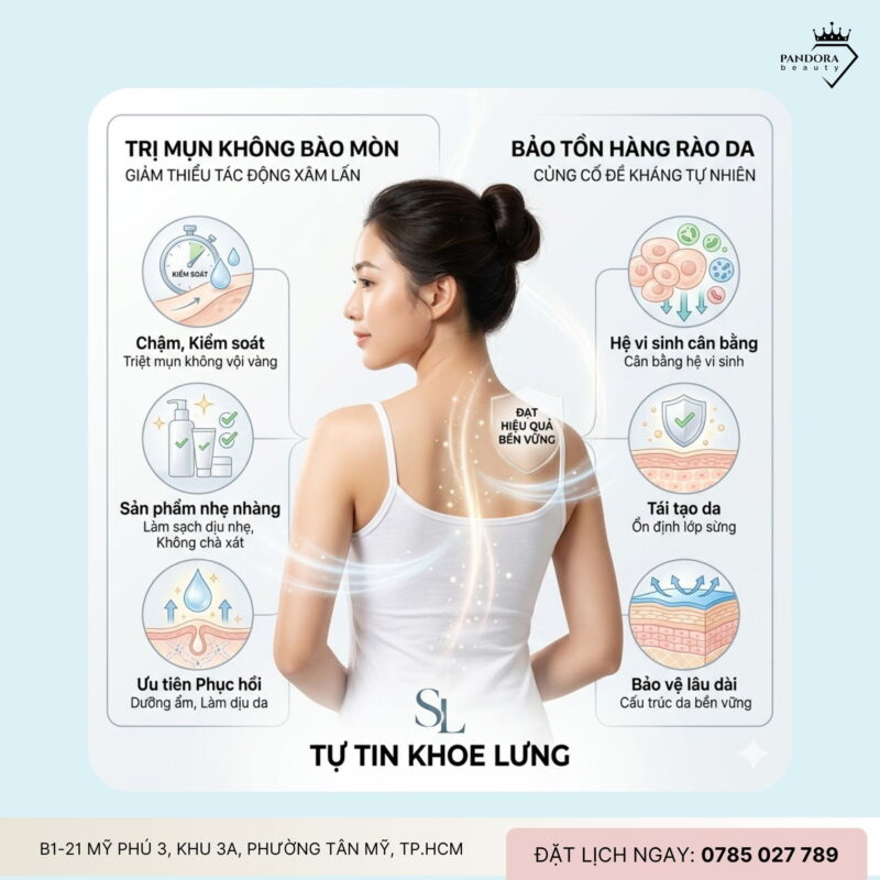 Trị mụn lưng không bào mòn: Giải pháp bảo tồn hàng rào da cho hiệu quả bền vững