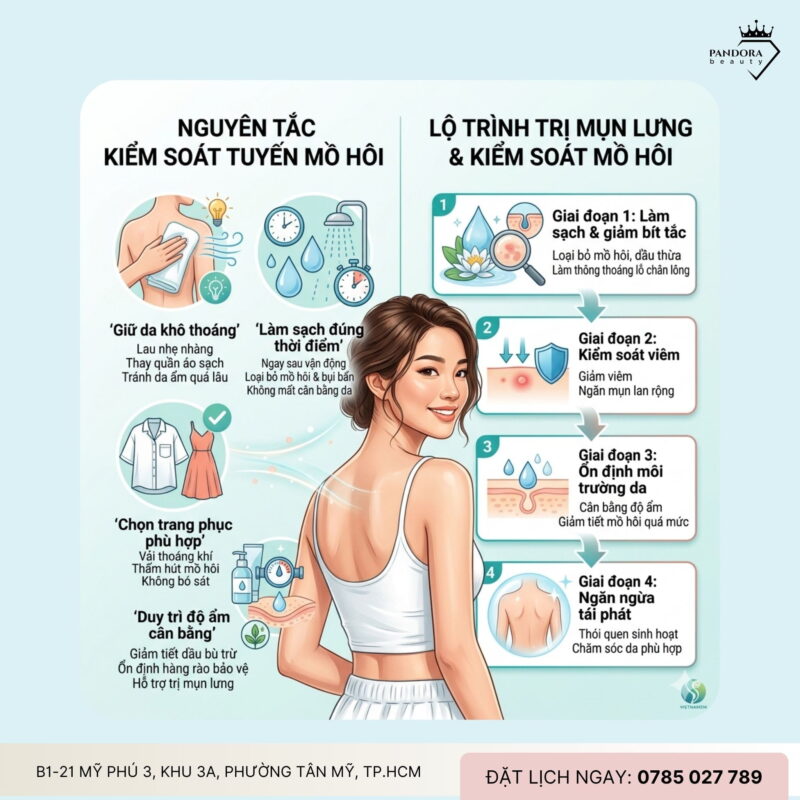 Trị mụn lưng hiệu quả nhờ kiểm soát tuyến mồ hôi: Giải pháp cốt lõi cho da sạch thoáng, ít tái phát