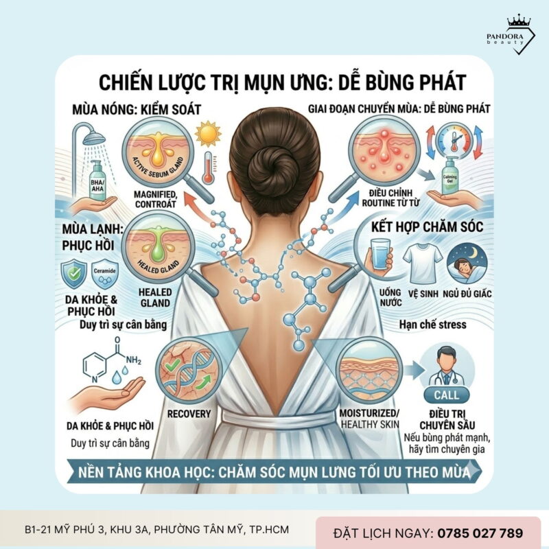 Trị mụn lưng theo mùa: Cá nhân hóa chăm sóc để kiểm soát mụn hiệu quả quanh năm