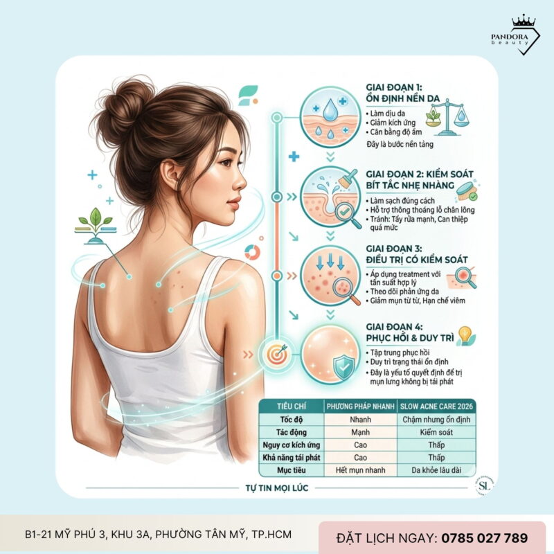 Trị mụn lưng theo xu hướng Slow Acne Care 2026: Chiến lược “chậm mà chắc” cho làn da ổn định lâu dài