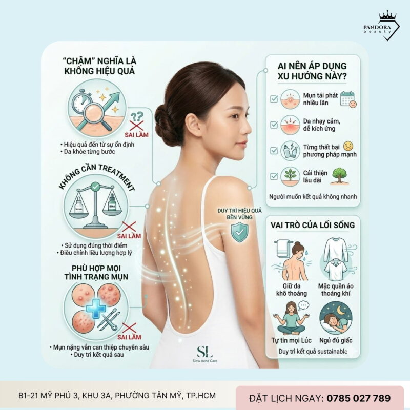 Trị mụn lưng theo xu hướng Slow Acne Care 2026: Chiến lược “chậm mà chắc” cho làn da ổn định lâu dài