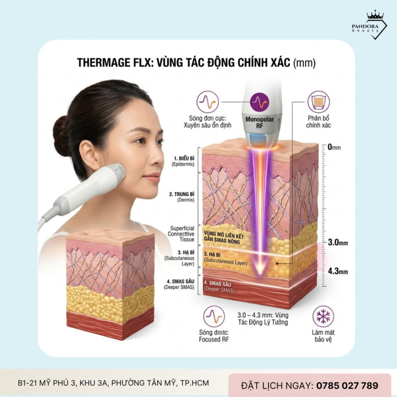 Trẻ hóa Thermage FLX tác động sâu đến đâu trong da?