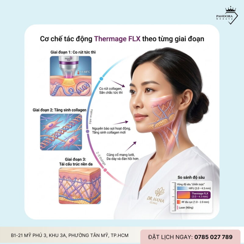 Trẻ hóa Thermage FLX tác động sâu đến đâu trong da?