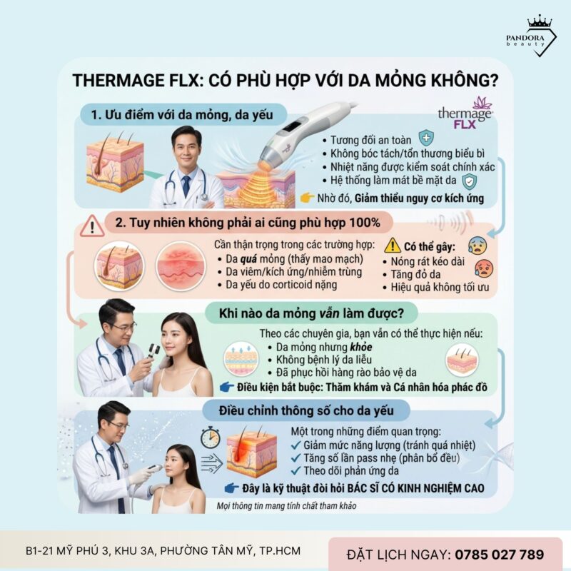 Trẻ hóa Thermage FLX có phù hợp da mỏng, da yếu không?