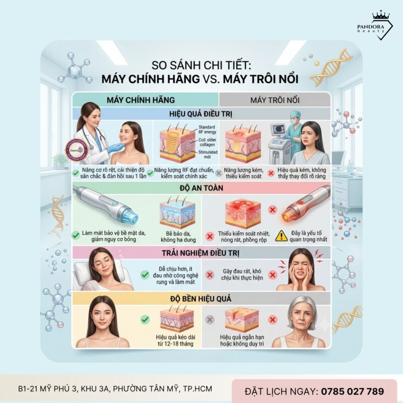 Trẻ hóa Thermage FLX: Sự khác biệt giữa máy chính hãng và trôi nổi