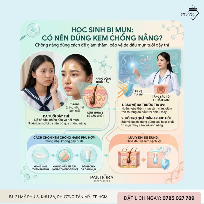 Trị mụn học sinh: Học sinh bị mụn có nên dùng kem chống nắng?