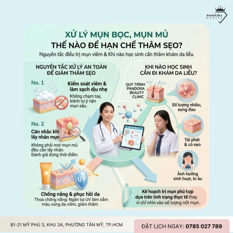 Trị mụn học sinh: Mụn bọc, mụn mủ ở học sinh – Xử lý thế nào để hạn chế thâm sẹo?