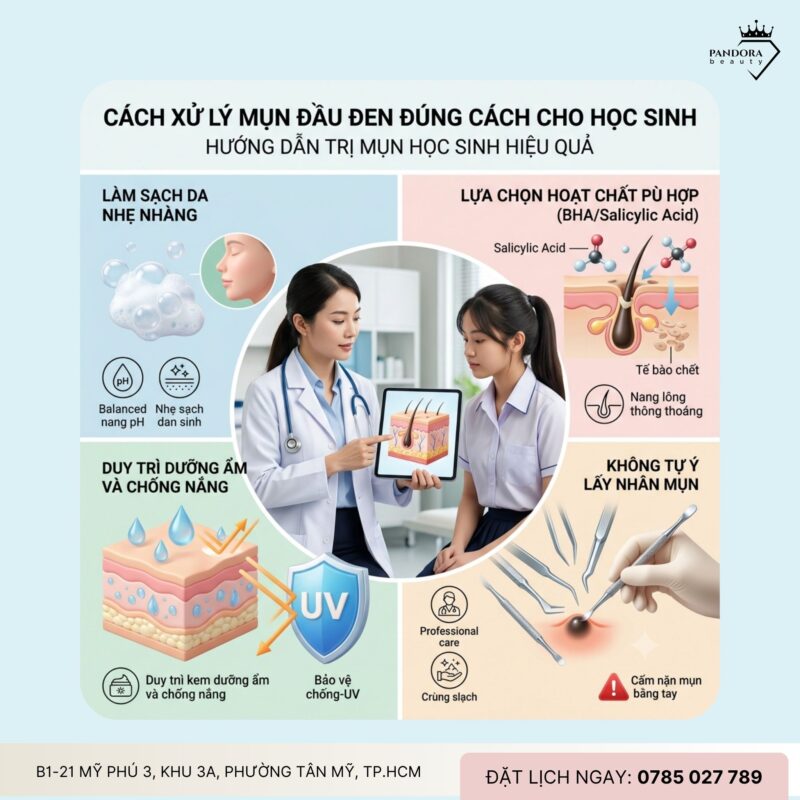Trị mụn học sinh: Mụn đầu đen ở tuổi học sinh – Vì sao càng nặn càng nhiều?