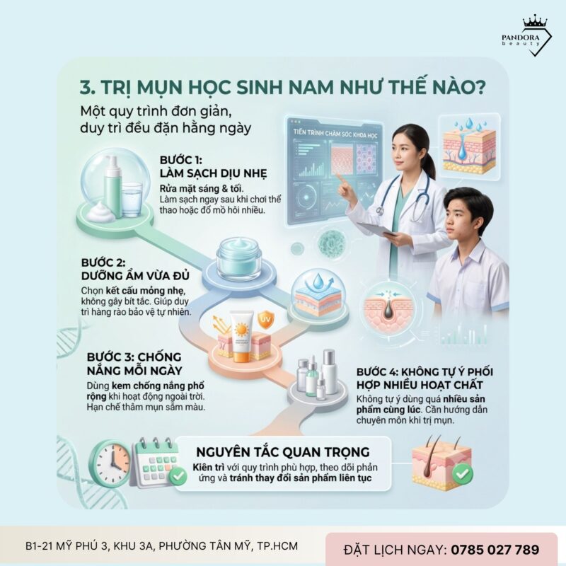 Trị mụn học sinh nam: Vì sao da tuổi dậy thì thường nhiều dầu?