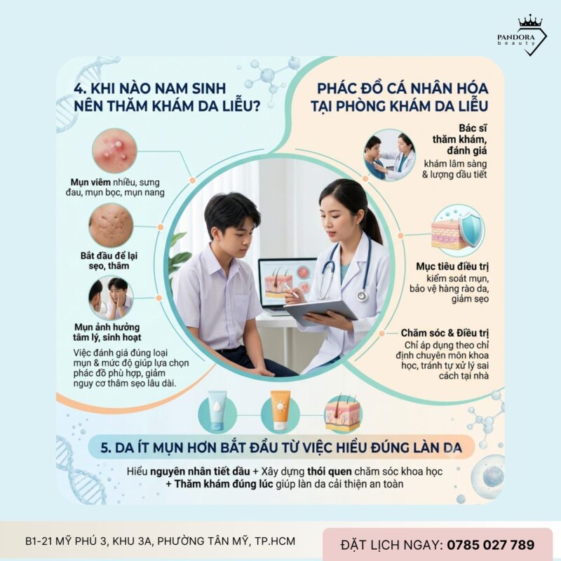 Trị mụn học sinh nam: Vì sao da tuổi dậy thì thường nhiều dầu?