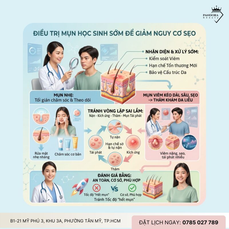 Trị mụn học sinh: Mụn viêm tuổi dậy thì – Khi nào cần đi khám da liễu?